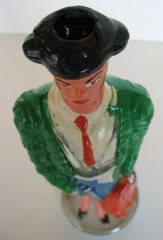 1955 GLASS MATADOR BOTTLE BULLFIGHTER DECANTER DALMAU HERMANOS TARRAGONA SPAIN