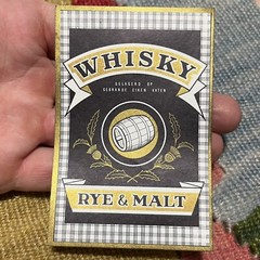 Vintage 60s 70s Whisky Rye & Malt Bottle Label Black & Gold Barrel Graphic Rare