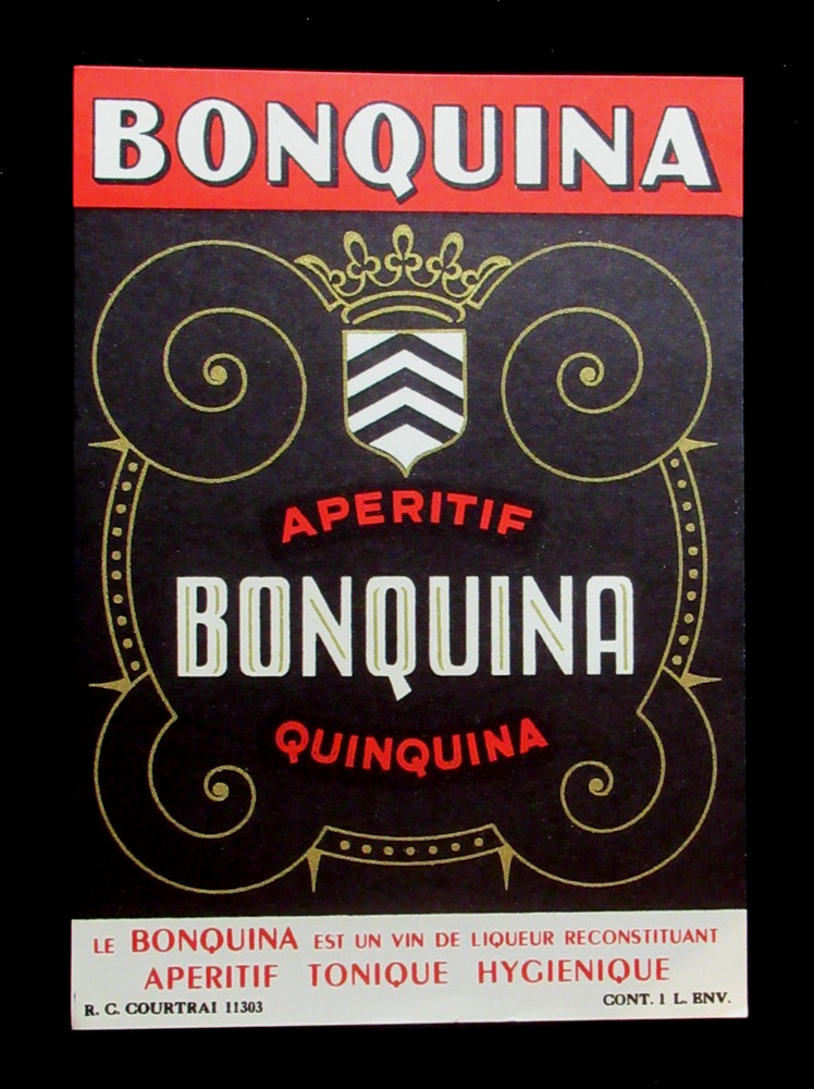 Vintage French Art Deco Bonquina Quinquina Aperitif Wine Label France