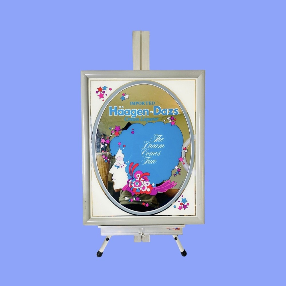 Vintage Haagen-Dazs Cream Liqueur Advertising Mirror, Peter Max Style Bar Decor