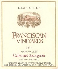 Franciscan Vineyards Cabernet Sauvignon Napa Valley CA 1982 1980s Vtg Wine Label