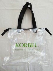 Korbel Clear Transparent Plastic Tote Bag California Champagne Zippered 12x12x6&Prime;
