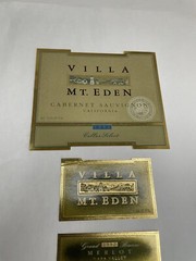 Vintage Villa Mt. Eden Wine Labels: Cabernet Sauvignon, 1991- Merlot Napa 1992