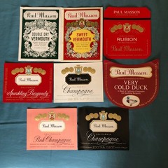 Lot of 41 Vintage Paul Masson Wine Labels. Winery in Saratoga, California.