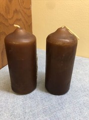 2 vintage Brown Candles Ferdinand Pieroth Weingut Weinkeeret 5&Prime; tall