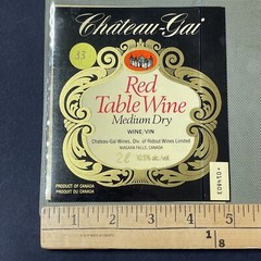 Vintage Chateau-Gai Red Medium Dry Table Wine Niagara UNUSED Paper Label Q33