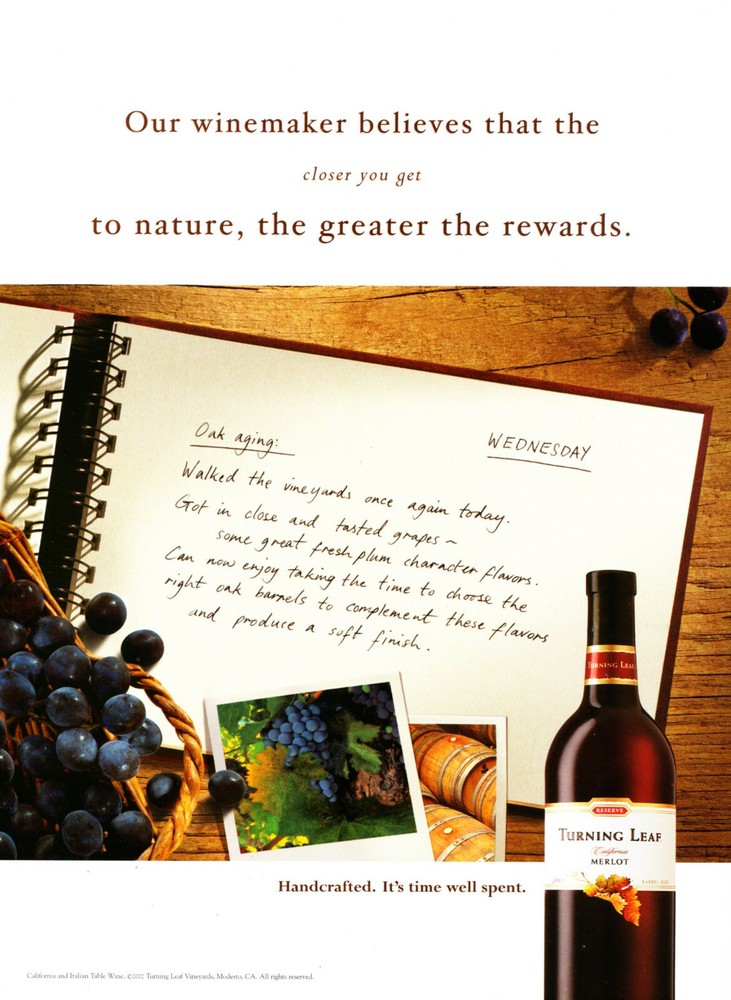 TURNING LEAF WINE AD #3 RARE 2002 OOP