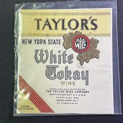 Vintage 1930s Taylor&rsquo;s White Tokay Wine UNUSED Paper Label Hammondsport Q2178