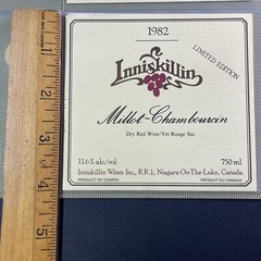 Vintage 1982 Inniskillin Winery Millot-Chambourcin Wine UNUSED Paper Label Q89