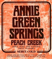 Annie Green Springs Peach Creek Mt Valley SF CA 1970s 1980s Vtg Wine Label