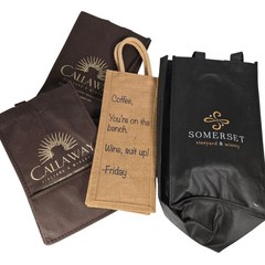 Reusable Wine Gift Bags Lot of 4 Callaway/Somerset/Burlap & Multi‑Bottle Holders