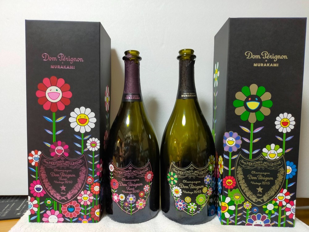 (empty) Dom Perignon 2015 Ryu Murakami Edition Limited Bottle Set of 2 With Box