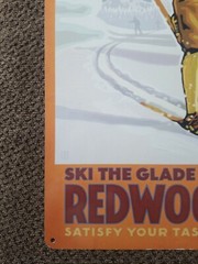 VINTAGE Frei Bros RARE REDWOOD CREEK Wine Metal Sign Ski The Glade Trail 18&Prime;x24&Prime;