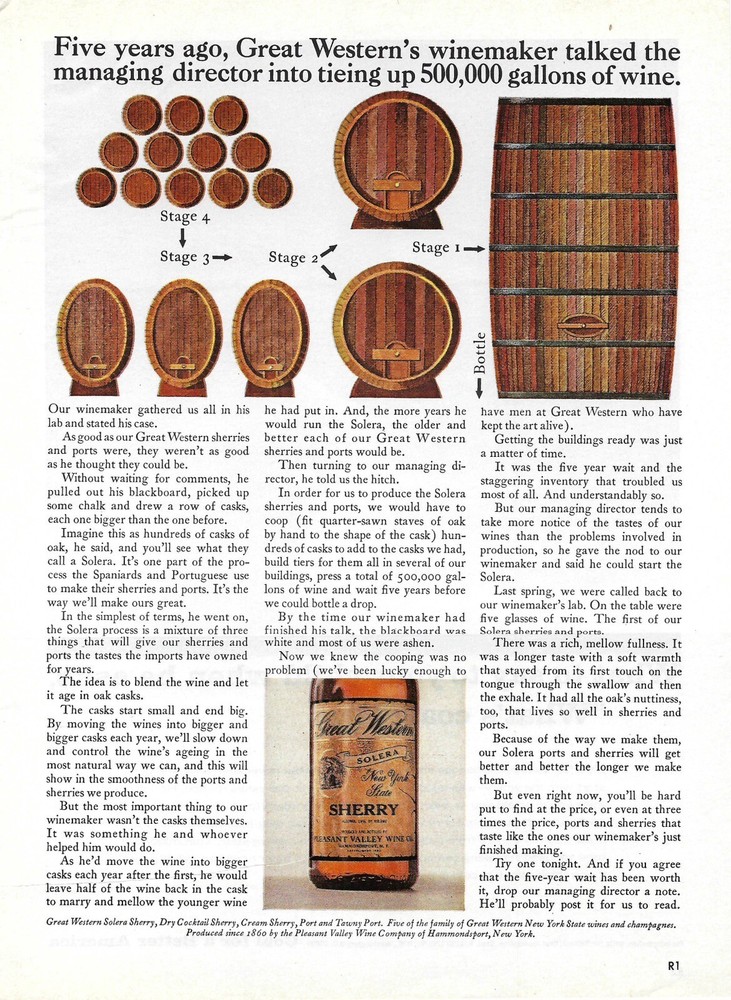 1967 Great Western Wine Sherry Drink Barrels Vintage Magazine Print Ad/Poster