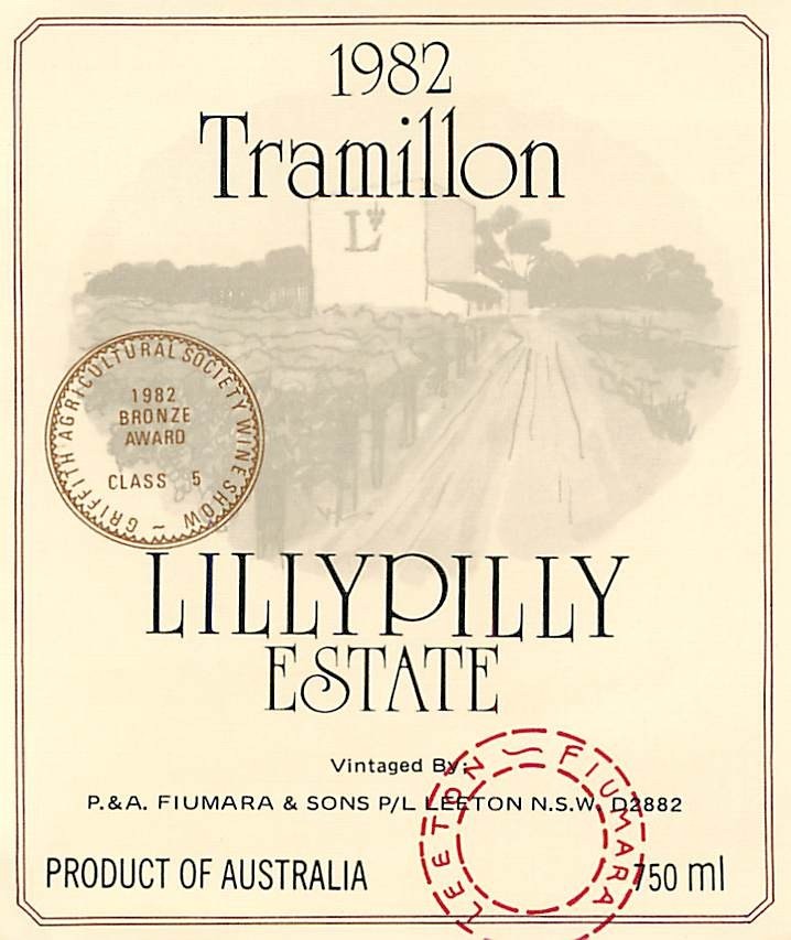Tramillon LillyPilly Estate NSW Australia P&A Fiumara 1982 1980s Vtg Wine Label