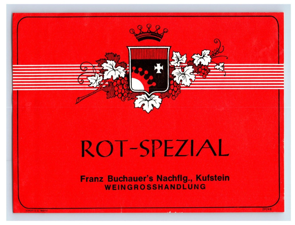 1970&rsquo;s-80&rsquo;s Rot-Spezial German Wine Label Original S18E