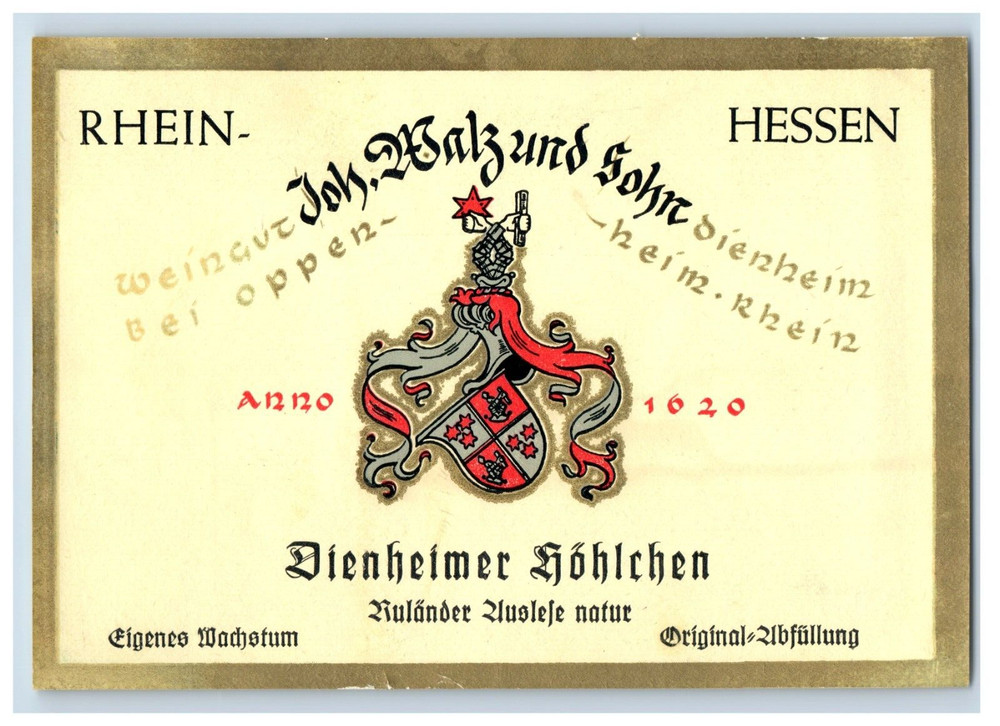 1960&rsquo;s-80&rsquo;s Jon Warund John Dienheimer Hohlenhein German Wine Label S72E