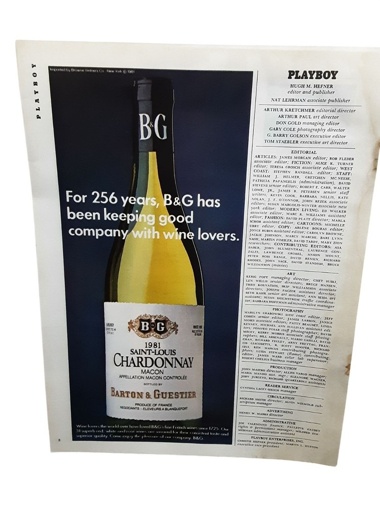 1982 Barton & Guestier B&G Wine Retro Magazine Ad