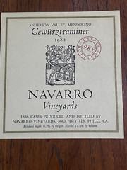 Old & Rare 1982 Navarro Wine Label Mendocino County Perfect Condition