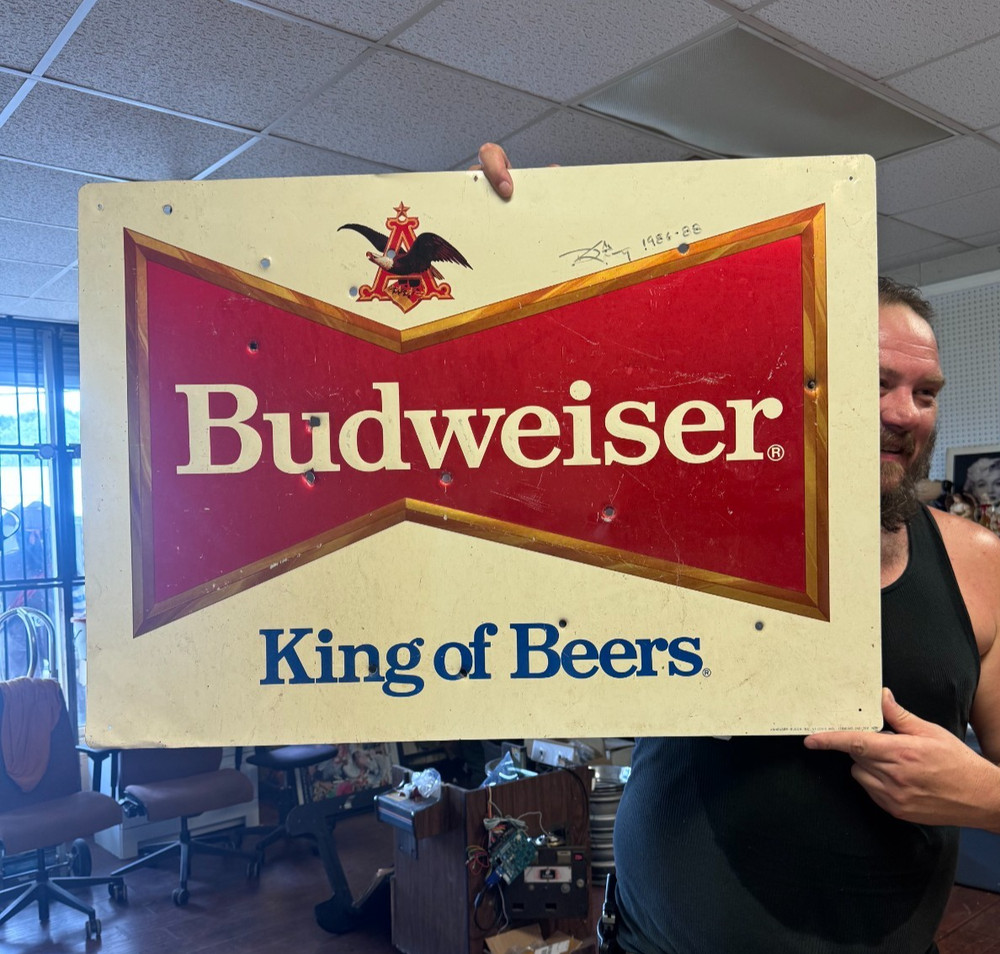 Vintage Darrell Waltrip Signed Budweiser Sign – 35.5 x 25.5 1986-1988