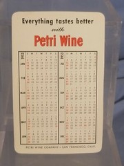Vintage Advertising Pocket Wallet Calendar Card: 1953 PERTI California WINE
