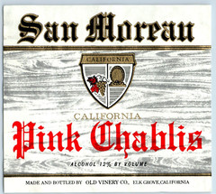 Vintage San Moreau Pink Chablis Calif Wine Bottle Label Vintage Original S3E
