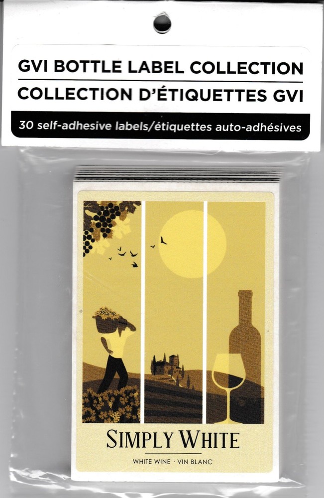 Simply White Peel & Stick Wine Bottle Labels Package of 30