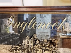Vintage Inglenook Vineyards Winery Smoked Mirror Bar Sign Wooden Frame