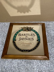 Vintage BARTLES & and JAYMES Premium Wine Cooler Logo Bar Mirror 19&Prime; x 15.5&Prime;