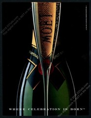 1994 Moet & Chandon Brut Imperial champagne bottle glass photo vintage print ad
