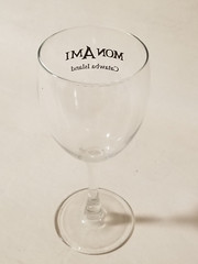 Mon Ami Catawba Island – Wine Glass – 7&Prime; Tall – Black Lettering & Artwork