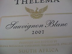 2007 Thelema Sauvignon Blanc Wine Label Stellenbosch South Africa Collectible