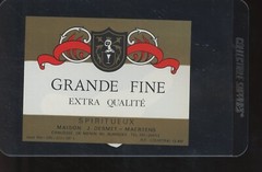 Grande Fine Extra Qualite Wine Label 1920s with Neck Label