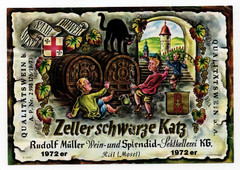 1972 – Zeller Schawrze Katz Black Cat Rudolf Muller Wine Label – XL1i