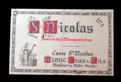 Vintage Wine Label St. Nicolas Reserve des Mousquetaires Moulin-les-Metz Rare