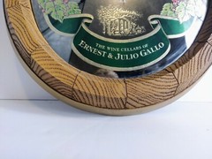 Vintage Ernest & Julio Gallo Wine Cellars Wine Barrel Oval Mirror Clock