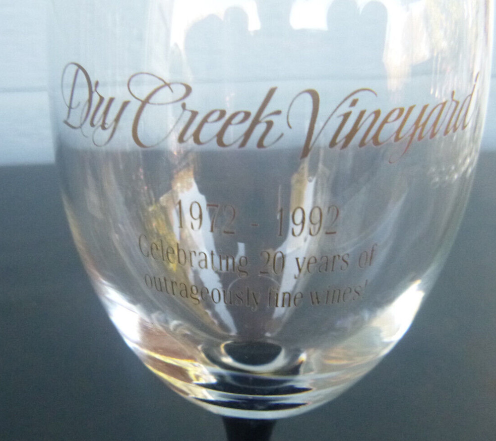 vintage Dry Creek Vineyard Winery wine glass Healdsburg California 7&Prime; 20 years