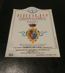 BROLIO RISERVA ~CHIANTI CLASSICO ~BARONE RICASOLI ~ITALIAN WINE BOTTLE LABEL