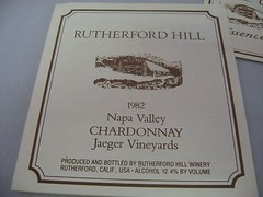 Vintage 1982 Rutherford Hill Chardonnay Wine Label Set Napa Valley Jaeger