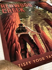 18×24 Redwood Creek WINE POSTER Art Advertising *Hiker *Giant Redwoods Trees