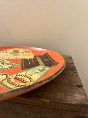 Vintage Wine Labels On A West Germany Tray 1953 Hochheimer Randersaderer