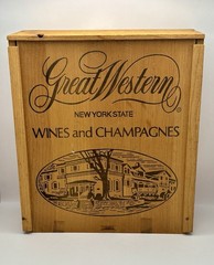 Great Western New York State Wines Champagnes Vintage Slide Top Wood Crate 11×13