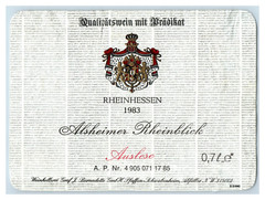 1983 Alsheimer Rheinblick Graf J. Bernadotte German Wine Label Original S9