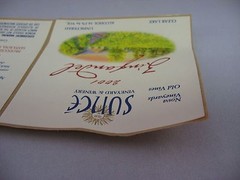 2001 Sunce Vineyard Zinfandel Wine Label Old Vines Clear Lake CA Unfiltered