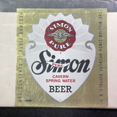 Vintage 1960 Simon Pure Spring Water Beer UNUSED Paper Label Buffalo NY Q2191