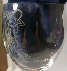 2 Rare-Popeye And Olive Oil Etched Wine Glasses With Pink Stems- Signed By Lamm