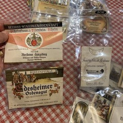 Lot of over 60 Vintage 1960-70 German French Wine Bottle Labels in Plastic