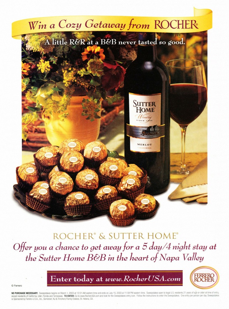 SUTTER HOME WINE AD #2 RARE 2003 OUT OF PRINT