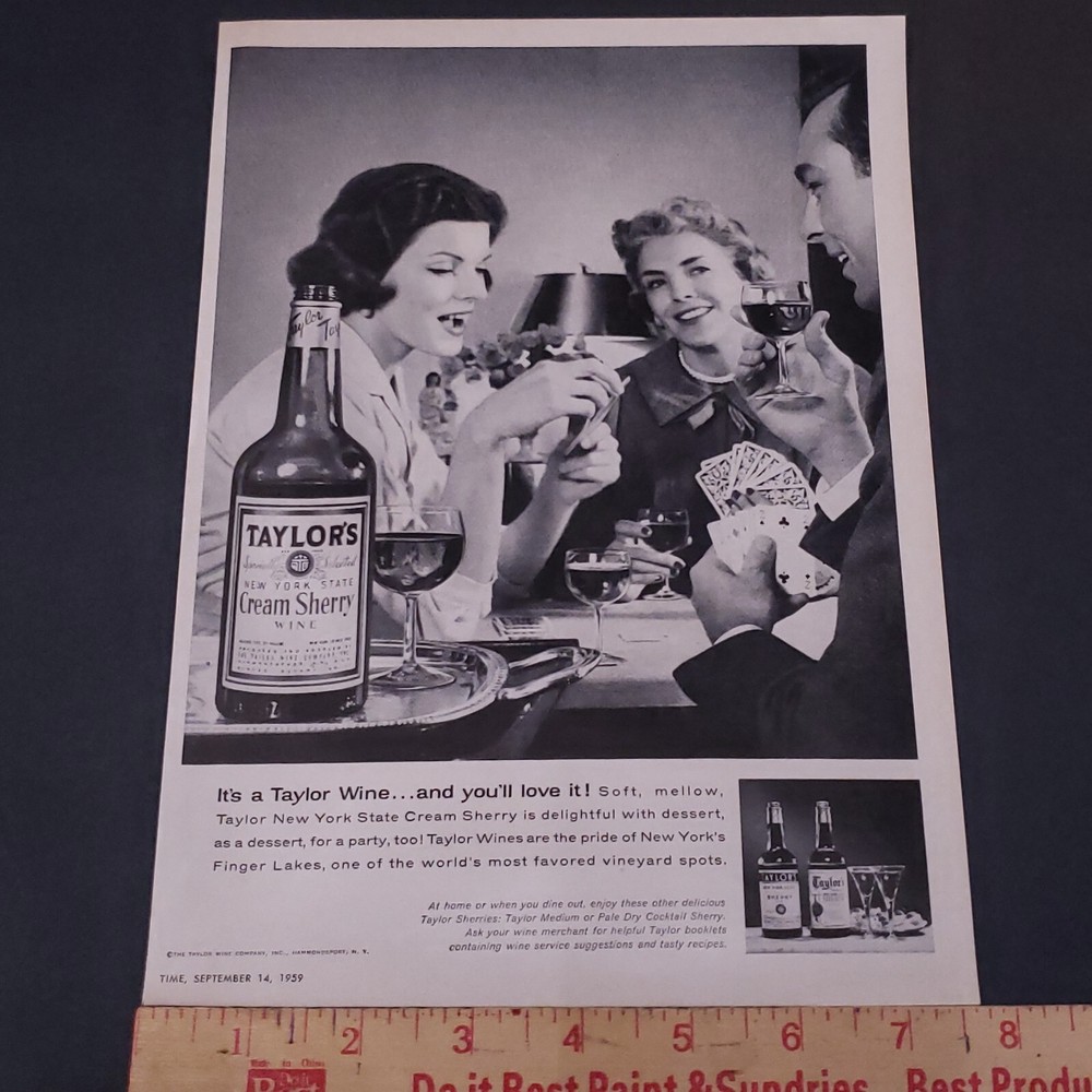 1959 Taylor Cream Sherry Wine Advertisement Vintage 1950s Wine Print Ad