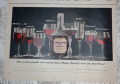 1963 Mogen David Vintage Print Ad Red Wine Dry Decanter Glasses Crystal Chicago